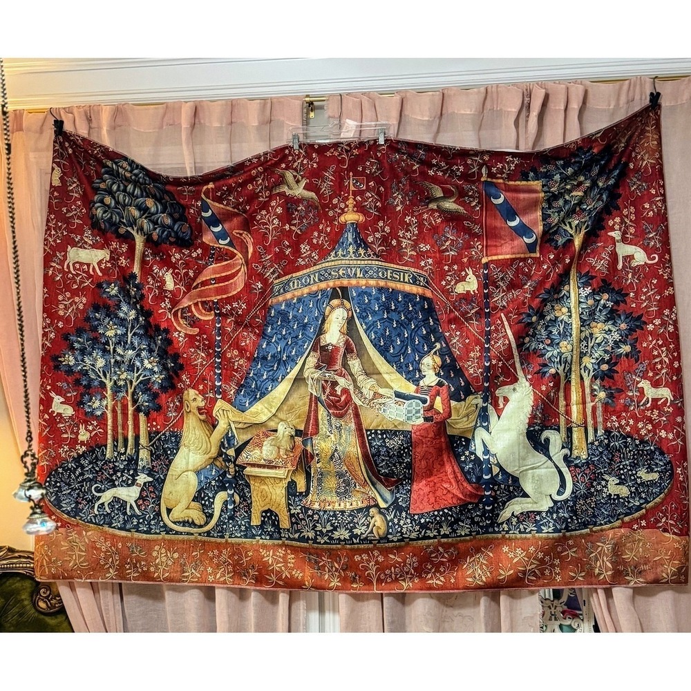 Huge Medieval Historical Lady Unicorn Tapestry Wall Hanging 80 x 60 Hogwarts